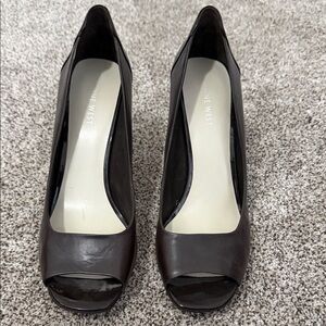 Nine West Dark Brown Peep Toe Heels